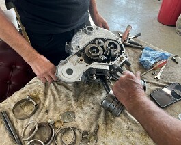 Rebuilt engine assembly nearly complete.